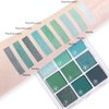 AMY'S DIARY Matte Shimmer Light Deep Green Eye Shadow Palette Makeup,Eyeshadow Long Lasting Waterproof Cruelty-Free, 9 Blendable Shades in Smooth Finishes with Gorgeous Pearls for Girls (Green)