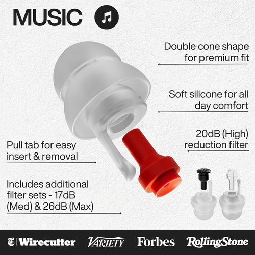 EARPEACE Music - High Fidelity Concert Ear Plugs - Ear Protection for Concerts, Musicians, Live Events w/Loud Music - Reusable Earplugs - 26dB Noise Reduction - Christmas Gift Idea for Music Lovers