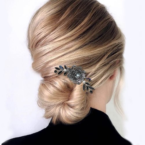 Casdre Black Wedding Hair Comb Silver Rhinestone Bridal Hair Piece Crystal Evening Party Hair Accessories for Women and Girls