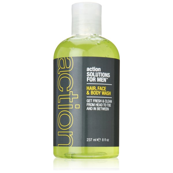 Action Solutions for Men All Over Hair/Face/Body Wash, Light Citrus, 8 Fluid Ounce