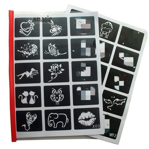 Xmasir 446 Sheet Semi Permanent Tattoo Kit with Ablum Gift,Henna Stencils Glitter Temporary Tattoos for Women Body Art Template