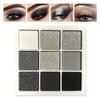MAEPEOR Black Grey Eyeshadow Palette 9 Colors Cool Toned Matte Glitter Eyeshadow Palette Longlasting Waterproof Smoky Eye Shadow for Girls and Women (Set 1, Black Grey)