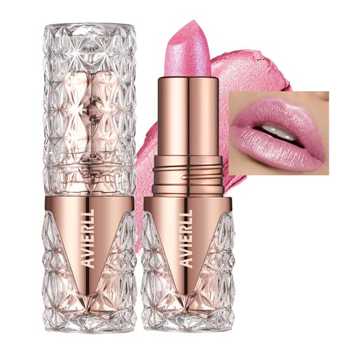 AKARY Shimmer Pearl Mermaid Lipstick, Waterproof Metallic Lip Gloss Makeup for Women, Hydrating Tinted Lip Balm with Creamy Texture Non-Stick Cup, High Impact Lip Color with Transfer-proof Wear, 02