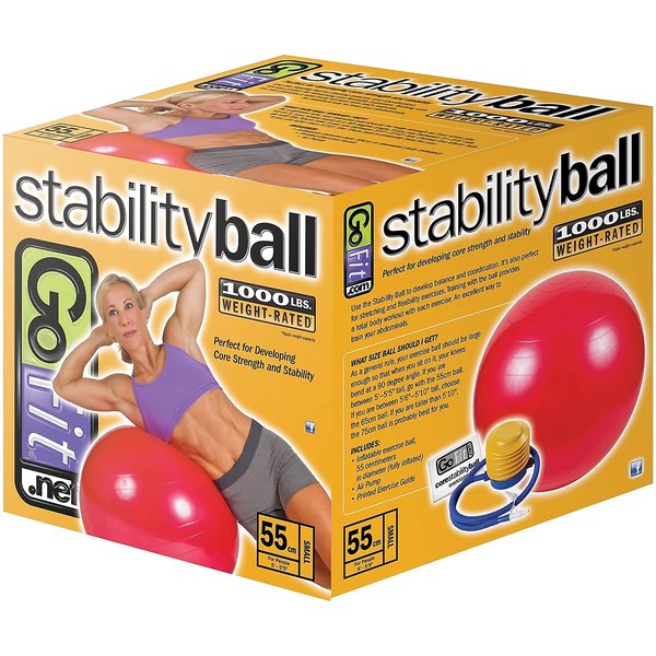 GoFit Balance and Stability Ball - 55cm , 65cm, & 75cm,Red,1082746