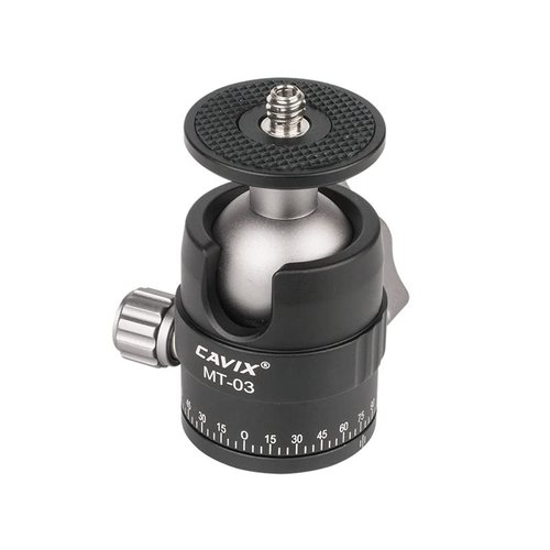 CAVIX Mini Ball Head with 1/4" Screw 3/8" Thread Mount 360 Degree Panoramic Metal Tripod Head Max Load 11lb/5kg