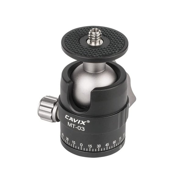 CAVIX Mini Ball Head with 1/4" Screw 3/8" Thread Mount 360 Degree Panoramic Metal Tripod Head Max Load 11lb/5kg