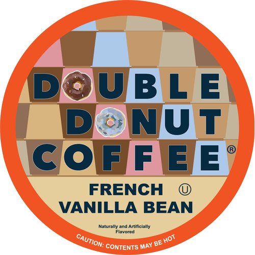 French Vanilla Coffee Pods, Vanilla Bean Flavored Coffee in Recyclable Single Serve Vanilla Pods for the Keurig K Cups Coffee Makers, From Double Donut - 24 cups