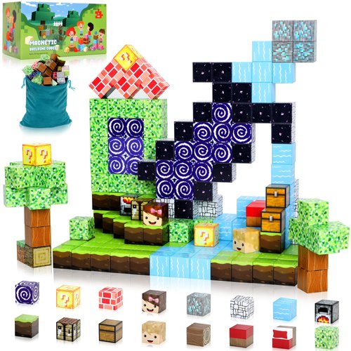 Ensccant Magnetic Blocks - 100PCS Build Pixel Magnet Magic Portal Set - Magnetic Building Blocks Toys Portal Design, Building Blocks STEM Sensory Toddler Toys for Kids Boys Girls Age 3-12
