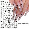 8Sheets/Set Valentine's Day Nail Stickers, 3D Shiny Love Heart Nail Decals Hearts Nail Sticker Valentines Day Nail Art Sticker Self-Adhesive Black Heart Stickers for Girl Nails DIY Nail Supplies Decor