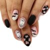 24Pcs Halloween Press on Nails Short CEWEWP Almond Fake Nails Acrylic Full Cover False Nails with Bat Ghost Pattern Designs Cute Halloween Nails Oval Glue on Nails halloween Stick on Nails for Women