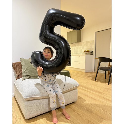 Black Number 5 Balloon 40 Inch, 5 Balloon Number, 5th Birthday Decorations, Black Party Supplies for Boys Girls