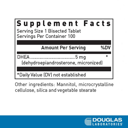 Douglas Laboratories DHEA 5 mg Dissolvable Tablets - Supports Hormone Balance, Immunity, Brain, Bone Health & Metabolism* - Non-GMO - 100 Tablets