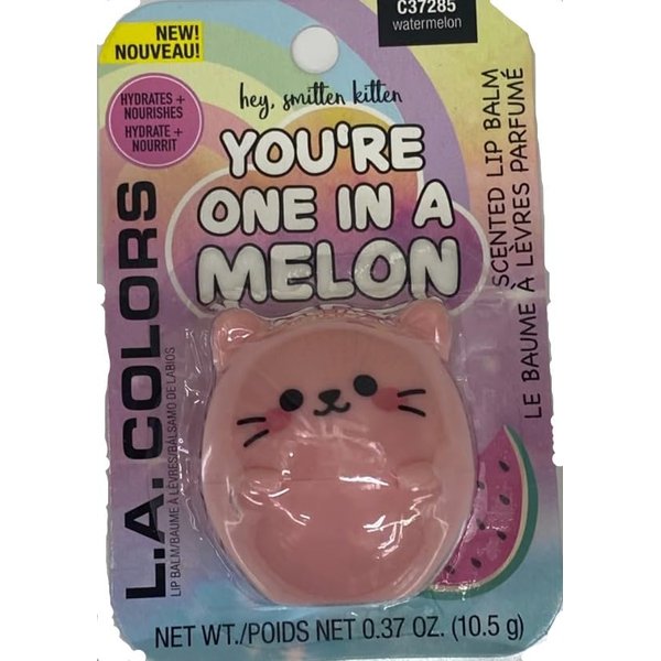 Generic Hey Smitten Kitten You're One in A Melon! Super Cute Cat Shaped Watermelon Flavored Lip Balm 0.37 Oz, Clear