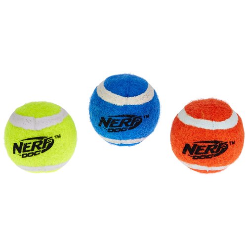 Nerf Dog Dog Toy Tennis Balls, Mega Strong, Tennis Ball with Rubber Filling, No Squeaker, Diameter 5.1 cm, Pack of 3