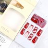 Christmas Press On Nails Medium Square, 24Pcs Christmas Fake Nails Red French Tips Stiped White Snowflake Designs Stick On Nails for Women Girls Christmas Nail Accessories