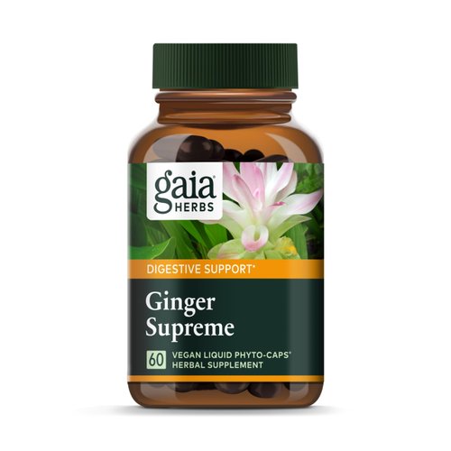 Gaia Herbs Ginger Supreme - Supports Healthy Digestion and Relieves Occasional Nausea - with Organic Ginger Root and Turmeric Root - 60 Vegan Liquid Phyto-Capsules (60-Day Supply)
