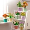 MEIEST Mini Flower Succulent Bonsai Building Block Set,Simulation Pot Plant Artificial Particle Flower Botanical Collection Construction Building Bricks Toy,Cute Home Decors (Daisy)
