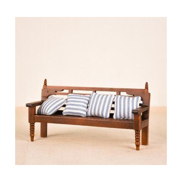 EatingBiting Dollhouse Miniature Doll Bench Couch Sofa with Cushions, 1:12 Dollhouse Miniature Furniture Sofa Wooden Recliner Chair Vintage Sofa, Vivid