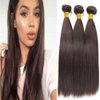 Light Brown Straight Bundles Human Hair Color 4 Straight Bundles Human Hair Dark Brown Bundles 22 22 22 inch Double Weft Brazilian Remy Hair Extensions Silky and Soft for Black Women