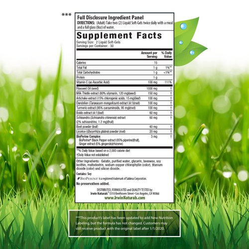 Irwin Naturals Milk Thistle Liver Detox Supplement with Dandelion, Turmeric Root, Artichoke Extract and Beet Root- 60 Liquid Softgels with Pill Case Cleanse Formula Supplements, Liver Health