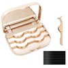 JYHi False Eyelash Storage Case with Mirror Lash Organizer Holder Box Empty Makeup Cosmetic Travel Case and Eyelash Tweezers Lash Container (Gold)