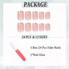 IMSOHOT Square Glossy Press on Nails Short Acrylic Fake Nails Gloden French Squoval False Nails Nude Natural Glue on Nails Full Cover Acrylic Nails for Women
