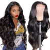 YLOIJO Body Wave Lace Front Wigs Human Hair Transparent Lace Frontal Wigs for Black Women Glueless Wigs, 26 Inch Artificial Human Hair Pre-Plucked with Baby Hair