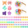 YISSION Mini Hair Clips Set - 80Pcs Tiny Flower and Butterfly Clips for Hair Accessories, 90s Pastel Colors, with Box Package for Girls and Women