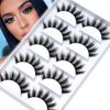 Veleasha Lashes 5D Faux Mink Lashes 100% Handmade Luxurious Fake Eyelashes Lightweight Fluffy False Eyelashes 5 Pairs Pack (Glam)