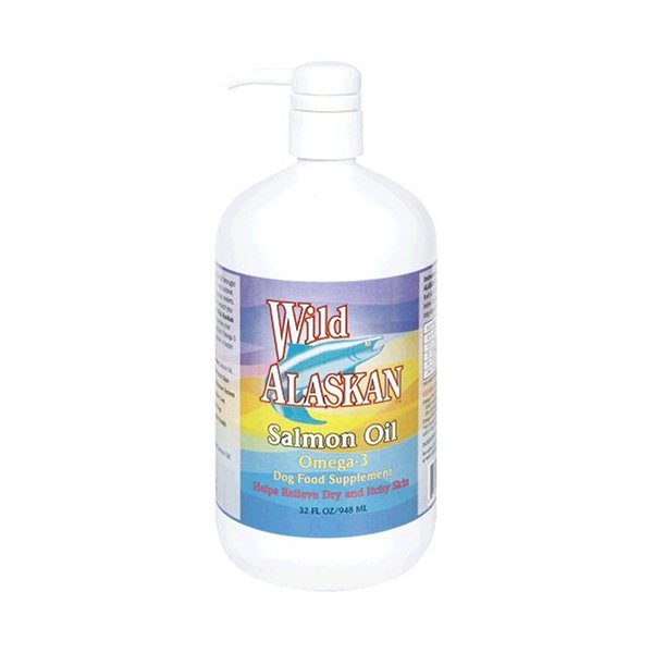 Wild Alaskan Dog Food Supplement, Salmon Oil, Omega-3, 32-Ounce Plastic Jar
