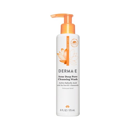 Derma E Acne Deep Pore Cleansing Wash – Blemish Control Facial Cleanser with Salicylic Acid - Gentle Oil Control Face Wash Soothes and Balances Skin, 6 fl oz
