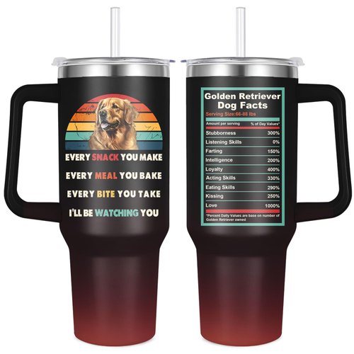 Caiibaoob Golden retriever Tumbler for Dog Owner Gift,Golden retriever Water Bottle with Handle Insulated Reusable Stainless Steel 40oz (Golden retriever)