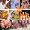3D Fall Maple Leaf Nail Art Decals Charms for Nails, 3D Holographic Glitters Meteillc Red Yellow Nail Art Sequins Flakes for Women DIY Manicures Salon Accessories 2 Bag
