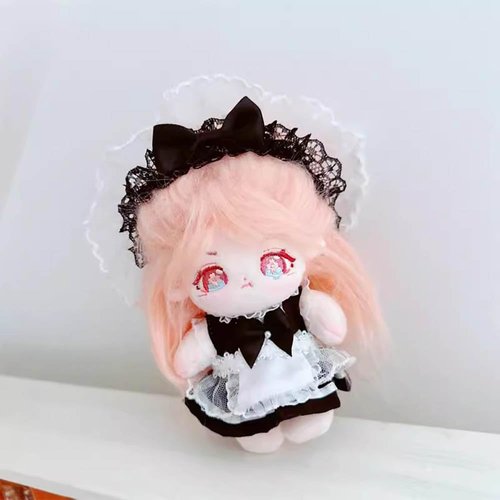 niannyyhouse 10cm Plush Doll Clothes Headdress Dresses Apron Black White Maid Outfit Dolls Dress Up Accessories