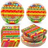 108 Pcs Fiestas Decorations for 36 Guests, Mexican Fiestas Tableware Set Fiestas Dessert Plates Napkins, Mexican Theme Party Supplies for Carnivals Event Birthday Dia De Muertos Festival