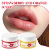 2PCS Strawberry & Orange Conditioning Lip Scrub Kit,Moisturizing Lip Sleeping Mask Long Lasting Hydrating Lip Scrubber Exfoliator Lip Care Products for Men & Women