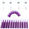 Volume Lash Extensions Purple Easy Fan Volume Lashes 8-14mm D Curl Mixed 0.07mm Thickness Self Fanning 4D 5D 6D~10D Easy Fan Cluster Rapid Automatic Blooming Lash Extensions(Purple 0.07-D, 8-14mm)