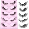 Cat Eye Lashes Fairy Eyelashes Wispy Fluffy False Eyelashes Fox Strip Fake Eyelashes 5 Styles Mixed Fluffy Mink Lashes with Long Tail Eye Lashes Pack 5 Pairs