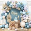 Slate Blue and Beige Balloon Garland Arch Kit, Dusty Blue Pastel Baby Blue White Sand Beige Latex Boho Balloons Arch Kit for Boys Ocean Birthday Baby Bridal Shower Wedding Party Decorations Supplies