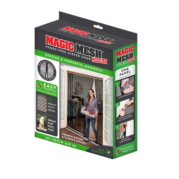 Magic Mesh Double Door- Hands Free Magnetic Screen Door, Fits French & Sliding Doors 75 in x 83 in