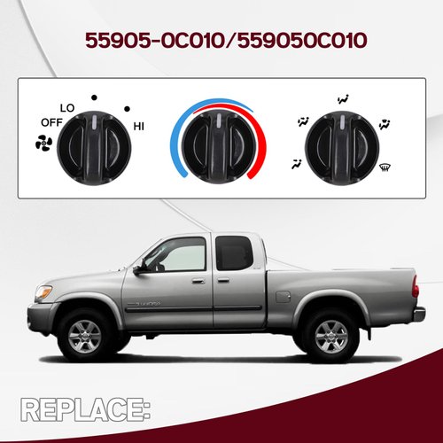 Set of 3 AC Heater Blower Fan Control Knob Replacement for 2000-2006 Toyota Tundra Air Conditioner Control Knob Replace 55905-0C010, 559050C010 A/C Knob