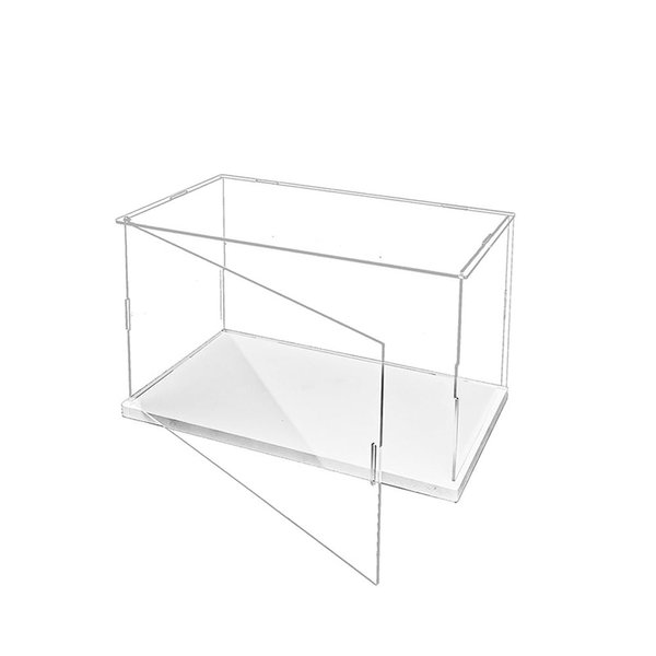 Clear Acrylic Display Case, Self-Assembly Acrylic Box with Transparent Side Door and White Thick Base, Dustproof Protection Showcase Organizer for Collectible Doll Toy Model (20X10X15cm/8X4X6inch)