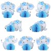Glenmal 8 Pcs Blue Elephant Honeycomb Centerpieces Blue Elephant Birthday Table Decorations Floral Elephant Party Favors for Birthday Party Supplies, 8 Styles