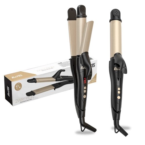 Flat Iron & Curling Wand 2 in 1 Hair Straightener and Curler, 1.25 Inch Ceramic Panels, 275℉-425℉ Temp Adjustable, Dual Voltage Travel Hair Styling Tool