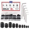 Hilitchi 230Pcs Socket Set Screw Assortment in SAE Sizes Internal Hex Drive Cup Point Allen Grub Screws 12.9 Class Black Alloy Steel (10Sizes)