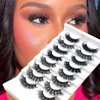 Lifernilash False Eyelashes Wispies Natural Look 3D Faux Mink Lashes Pack 8 Pairs Styles Mixed Soft Reusable Fake Eyelashes (MIXED1)