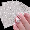 5D Flowers Nail Art Stickers, 6 Sheets Relief Flower Nail Decals Self Adhesive Nail Art Supplies White Flowers Butterfly Nail Stickers for Acrylic Nails Floral Nail Decorations for Women Nail Art DIY