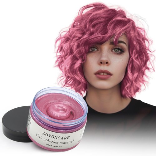 SOVONCARE Pink Hair Styling Wax, Temporary Hair Color Cream for DIY Hairstyle, Cosplay, Halloween, Date - 4.23 oz