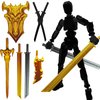 QAONIE 3D Printed 5.54-inch Multi-Jointed Action Figures Dummy13, Full Body Mechanical Movable Toy, Multiple Accessories, Hand Painted Figure, Desk Decoration, Creative Gifts (Pure Black)
