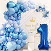 Felice Arts Boy's Birthday Blue Balloons Arch Garland Kit with Different Size Metallic Macaron Pastel Blue Balloon Arch Kit for Baby Shower Wedding Ocean Themed Party Decoration